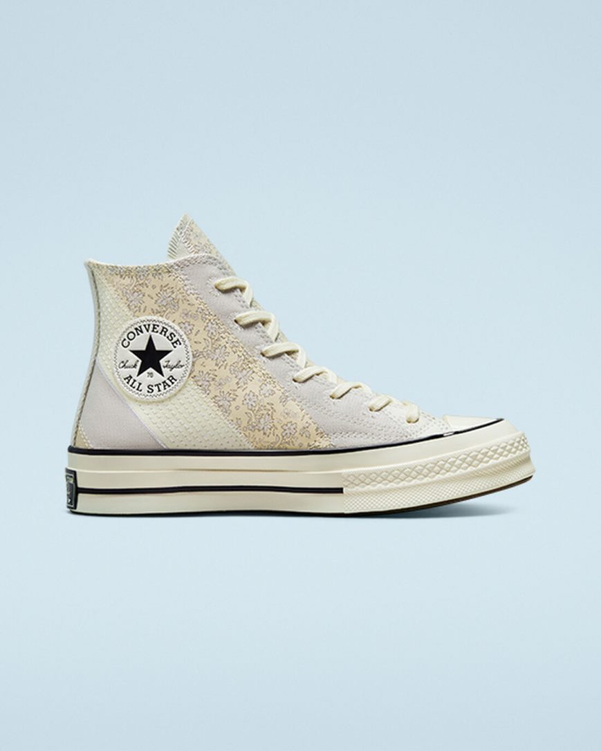 Dámské Boty Vysoké Converse Chuck 70 Embroidered Floral Béžový Černé | CZ MEYO82